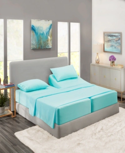 Nestl Bedding Premier Collection Deep Pocket 5 Piece Bed Sheet Set, King Split In Aqua