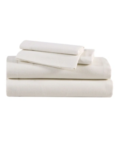 Eddie Bauer Solid 100% Cotton Flannel 4-piece Sheet Set, Full In Ivory