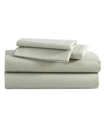 Eddie Bauer Solid 100% Cotton Brushed Flannel 3-pc. Sheet Set, Twin In Fennel Green