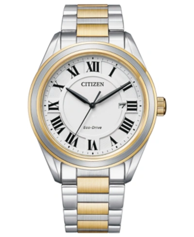 Citizen Men's Eco-drive Arezzo Two-tone Stainless Steel Bracelet Watch 40mm In White/two-tone