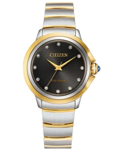 Citizen Eco-drive Women's Ceci Diamond Accent Two-tone Stainless Steel Bracelet Watch 32mm In Two Tone  / Black / Gold Tone