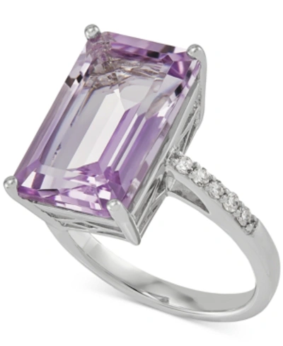 Macy's Pink Amethyst (8 Ct. T.w.) & Diamond (1/6 Ct. T.w.) Statement Ring In Sterling Silver In Purple