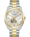 Bulova Surveyor Mens Automatic Two Tone Stainless Steel Bracelet Watch 98a284 In Multi