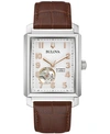Bulova Sutton Automatic Alligator-grain Leather Mens Watch In Brown