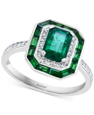 Effy Collection Effy Multi-gemstone (1-5/8 Ct. T.w.) & Diamond (1/4 Ct T.w.) Halo Statement Ring In 14k White Gold