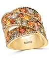 Effy Collection Effy Multi-gemstone (5-3/4 Ct. T.w.) & Diamond (1/3 Ct. T.w.) Crossover Wide Statement Ring In 14k G In Multi