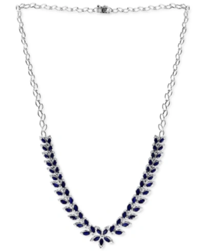 Effy Collection Effy Sapphire (9-5/8 Ct. T.w.) & Diamond (1-1/5 Ct. T.w.) 16-1/2" Statement Necklace In 14k White Go