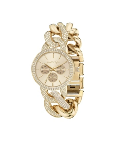 Kendall Kylie Women s Large Open link Gold tone Mock chronograph Analog Metal Bracelet Watch ModeSens