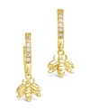 Sterling Forever Sterling Silver Cz Bee Micro Hoops In 14k Gold Plated