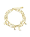 Sterling Forever Women's Moon & Star 14k Goldtone & Crystal Multi-strand Bracelet In 14k Gold Plated