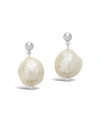Sterling Forever Large Baroque Pearl Drop Studs In Silver-tone
