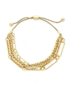 Sterling Forever Layered Chain Bolo Bracelet In 14k Gold Plated