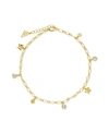 Sterling Forever Butterfly And Blossom Anklet In 14k Gold Plated