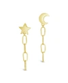 STERLING FOREVER WOMEN'S MOON AND STAR DANGLE CHAIN LINK STUD EARRINGS