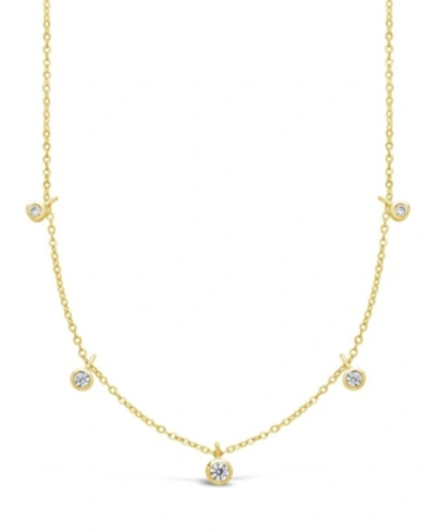Sterling Forever Women's Cubic Zirconia Dangling Bezel Necklace In 14k Gold Plated