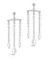 Sterling Forever Rhodium Plated 9mm Pearl Resin Chandelier Drop Earrings In Silver-tone