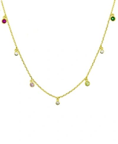 Essentials And Now This Multi Cubic Zirconia Drop Necklace In Gold Plate, 16"+2" Extender In Gold-tone