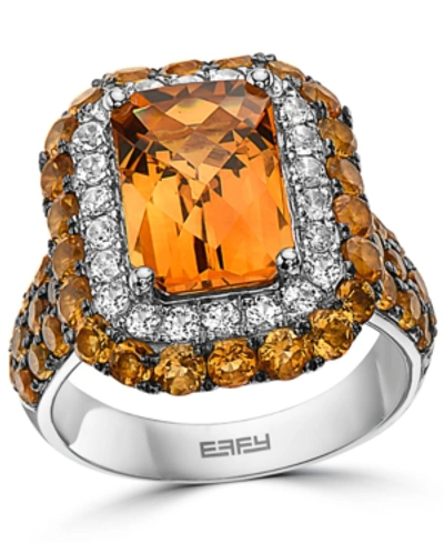 Effy Collection Effy Citrine (6-3/4 Ct. T.w.) & White Topaz (5/8 Ct. T.w.) Halo Statement Ring In Sterling Silver