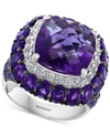 Effy Collection Effy Amethyst (12 Ct. T.w.) & White Topaz (5/8 Ct. T.w.) Statement Ring In Sterling Silver In Amethyst