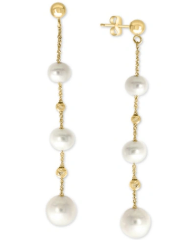 Effy Collection Effy Cultured Freshwater Pearl (5-8mm) Linear Drop Earrings In 14k Gold In 14k Yellow Gold