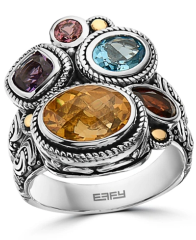 Effy Collection Effy Multi-gemstone Statement Ring (4-3/4 Ct. T.w.) In Sterling Silver & 18k Gold