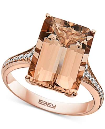 Effy Collection Effy Morganite (7-1/3 Ct. T.w.) & Diamond (1/8 Ct. T.w.) Ring In 14k Rose Gold