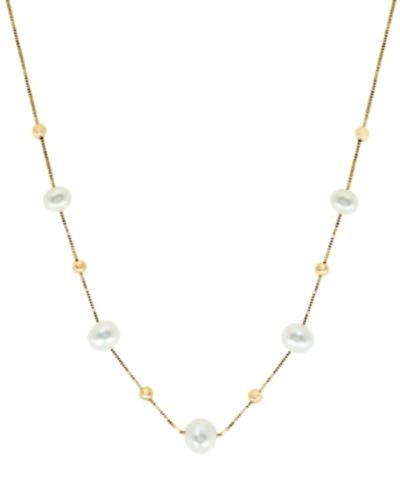 Effy Collection Effy Cultured Freshwater Pearl (5mm-6-1/2mm) 18" Statement Necklace In 14k Gold In Yellow Gold