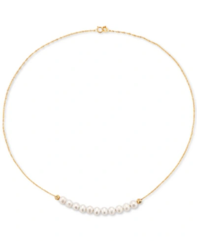 Effy Collection Effy Cultured Freshwater Pearl (5-1/2mm) 18" Statement Necklace In 14k Gold In Yellow Gold