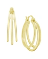 ESSENTIALS TRIPLE POINT OVAL CLICK TOP HOOP EARRING IN SILVER PLATE OR GOLD PLATE