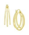 Essentials Cubic Zirconia Multi Row Click Top Hoop Earring In Silver Plate Or Gold Plate In Gold