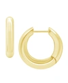 ESSENTIALS HIGH POLISHED THICK PUFF HINGE HOOP EARRING, GOLD PLATE AND SILVER PLATE