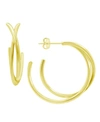 ESSENTIALS AND NOW THIS HIGH POLISHED CROSSOVER C HOOP POST EARRING IN SILVER PLATE OR GOLD PLATE