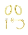 ESSENTIALS HIGH POLISHED DUO HOOP EARRING SET, GOLD PLATE