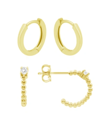 Essentials High Polished Duo Hoop Earring Set, Gold Plate In Gold-tone