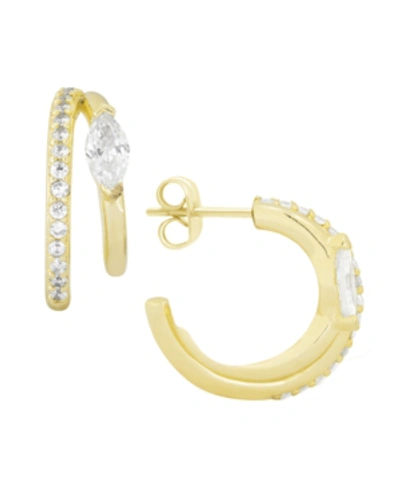 Essentials Cubic Zirconia Double C Hoop Earring In Gold-tone