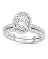 TRUMIRACLE DIAMOND MICRO-PAVE' OVAL HALO BRIDAL SET (1 CT. T.W.) IN 14K WHITE GOLD