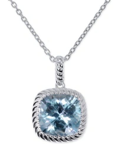 Macy's Sky Blue Topaz (3-1/2 Ct. T.w.) & Diamond Accent 18" Pendant Necklace In Sterling Silver (also In Pi