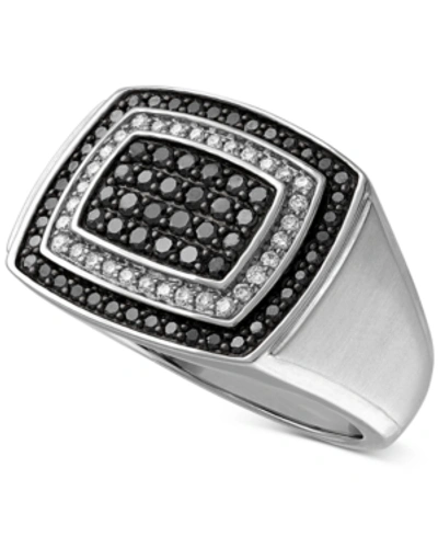 Macy's Men's Black & White Diamond Ring (1 Ct. T.w.) In 10k Gold Or 10k White Gold