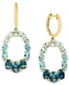 Lali Jewels Multi-topaz (7-1/5 Ct. T.w.) & Diamond (1/20 Ct. T.w.) Dangle Hoop Drop Earrings In 14k Gold In Multi-topaz