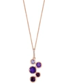 Lali Jewels Multi-gemstone (2-1/8 Ct. T.w.) & Diamond (1/20 Ct. T.w.) Bezel 18" Pendant Necklace In 14k Rose Gol In Multi
