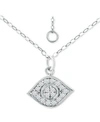 Giani Bernini Cubic Zirconia Evil Eye Pendant Necklace, 16" + 2" Extender, Created For Macy's In Sterling Silver