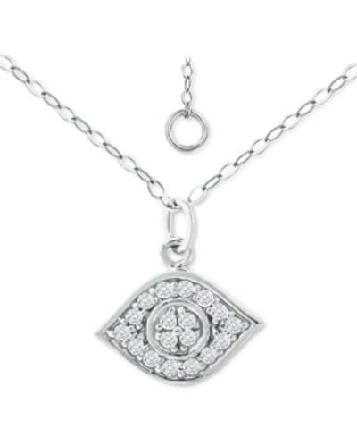 Giani Bernini Cubic Zirconia Evil Eye Pendant Necklace, 16" + 2" Extender, Created For Macy's In Sterling Silver