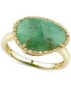 Macy's Emerald (4 Ct. T.w.) & Diamond (1/10 Ct. T.w.) Statement Ring In 14k Gold (also In Ruby & Sapphire) In Emerald