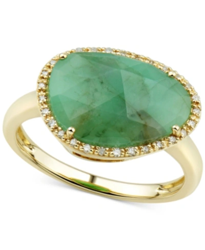 Macy's Emerald (4 Ct. T.w.) & Diamond (1/10 Ct. T.w.) Statement Ring In 14k Gold (also In Ruby & Sapphire)