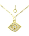 Giani Bernini Cubic Zirconia Evil Eye Pendant Necklace, 16" + 2" Extender, Created For Macy's In Gold Over Silver