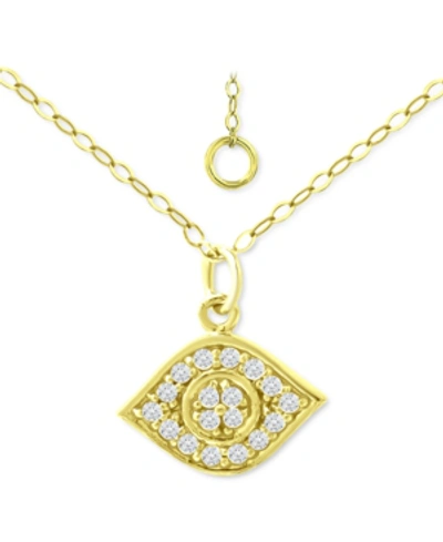 Giani Bernini Cubic Zirconia Evil Eye Pendant Necklace, 16" + 2" Extender, Created For Macy's In Gold Over Silver