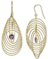 Macy's Garnet Bezel Spiral Drop Earrings (2 Ct. T.w.) In 14k Gold-plated Sterling Silver (also In Amethyst) In Amethyst