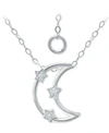 Giani Bernini Cubic Zirconia Open Crescent Moon Pendant Necklace, 16" + 2" Extender, Created For Macy's In Sterling Silver