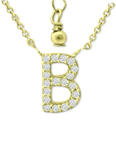 Giani Bernini Cubic Zirconia Initial Pendant Necklace, 16" + 2" Extender, Created For Macy's In Gold Over Silver B