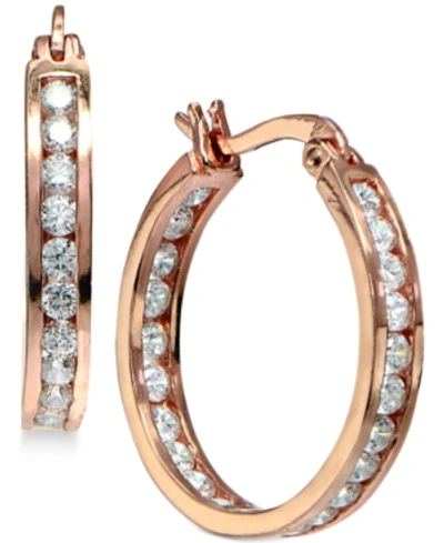Giani Bernini Small Cubic Zirconia Inside Out Hoop Earrings In Sterling Silver, 0.75", Created For Macy's In Rose Gold